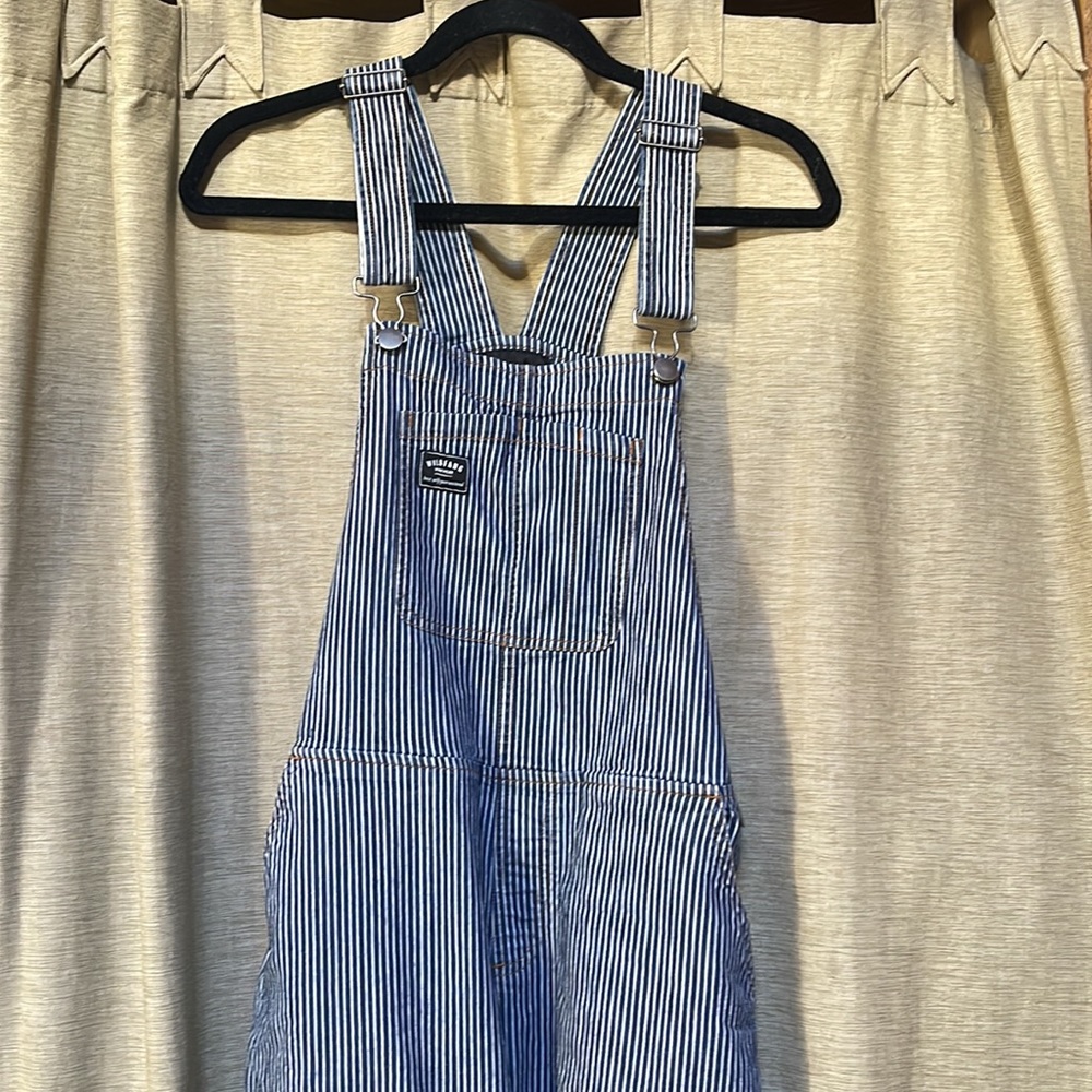 Wildfang denim striped overalls. Size small.